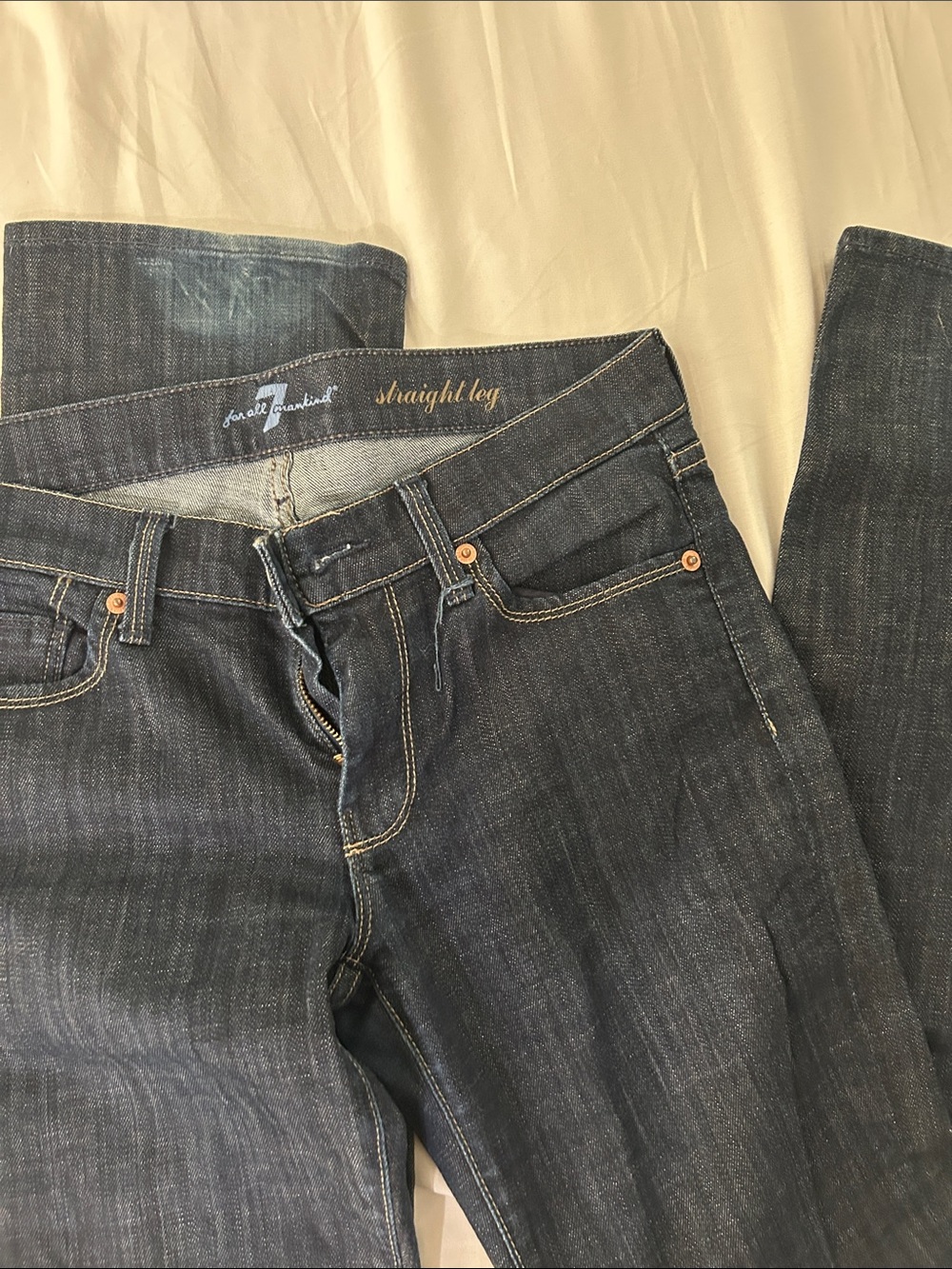 7 For All Mankind Women’s Straight Leg Jeans - Dark Indigo